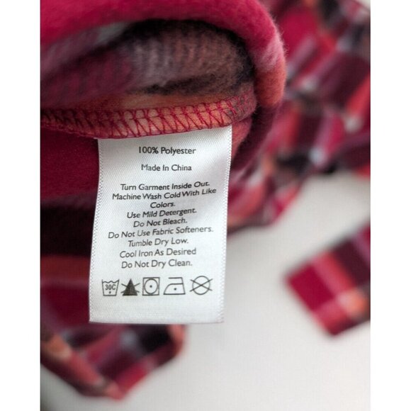 Eddie Bauer Women's Fleece 1/4 Zip Sweater Size S Pink Plaid Pullover - Picture 8 of 11